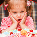 девочка, ребенок, торт, день рождения, розовое платье